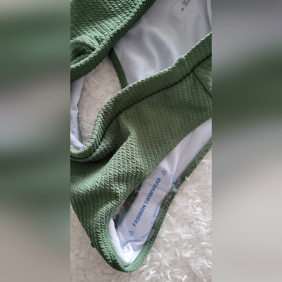 Olive Green Ribbed Bikini Set - Picture 3 of 11